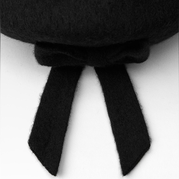NWT ZARA BOW TRIM WOOL BERET S-M